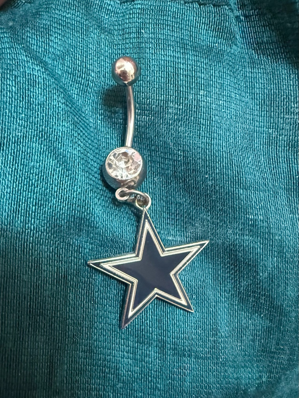 Dallas Cowboys Dangle Belly Ring - Navy Star Navel Jewelry